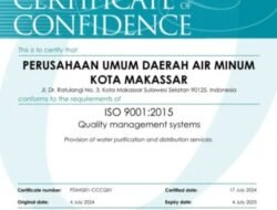 PDAM Makassar Raih Sertifikat ISO 9001 Standar Internasional