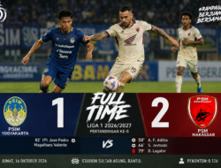 PSM Makassar Curi Tiga Poin di Kandang PSIM, Gol Jevtoski Pastikan Kemenangan
